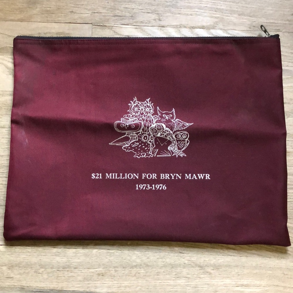Vintage Bryn Mawr Fundraising Campaign Zippered Pouch Bag 1973-1976